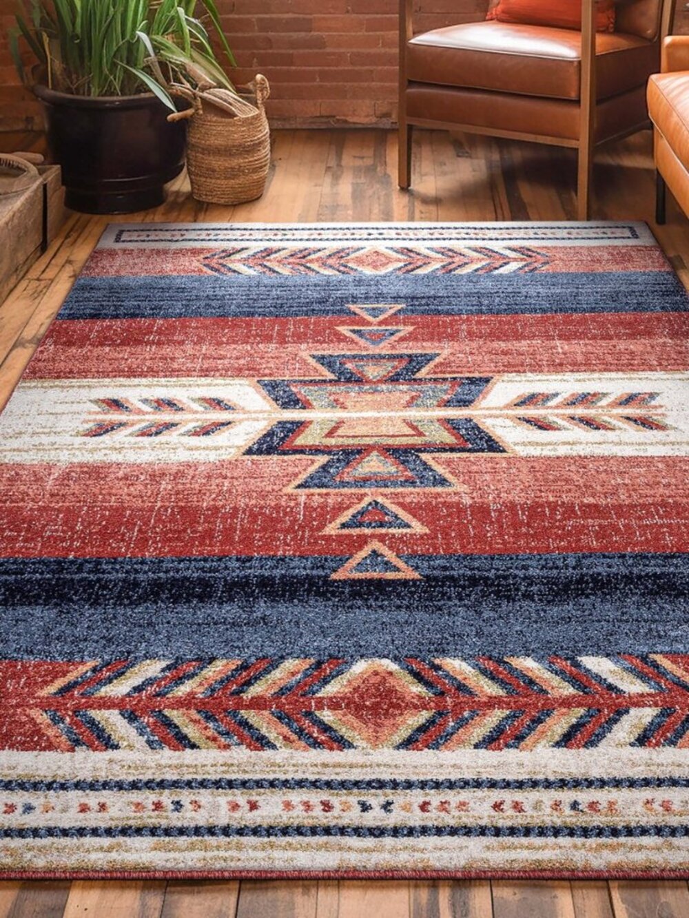 Dustin Crimson Southwestern Medallion Area Rug 8x10 (7'10in x 10'6in)